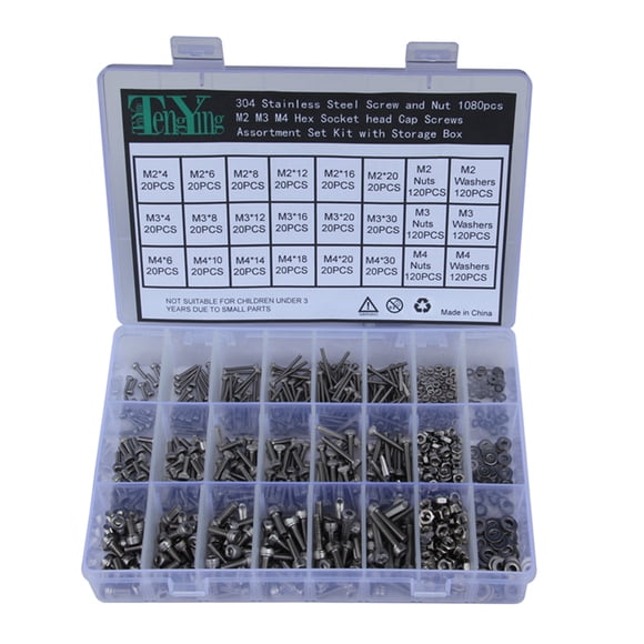 VERDANVERSE 1080Pack Screw Assortment Kit for DIY Projects and Home Use 304 Stainless Steel 14in 38in
