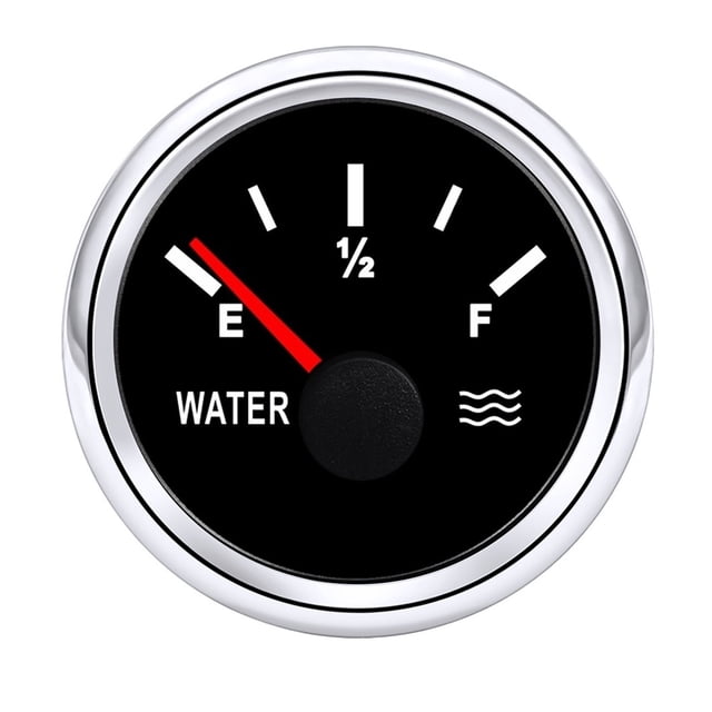 0-190 Ohm Water Level Gauge Red Light Pointer 2" 52mm Water Tank Indicator Meter For Fuel Level Sensor Universal Vehicle 12V 24V ,Easy to Install