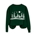 thumbnail image 4 of Christmas Sweatshirts for Women ，Womens Fall Winter Thermal Sweatshirts Round Neck Tops Long Sleeve Sweatshirt Pullover Sweater Blouses Merry Christmas Print Clothes, 4 of 5