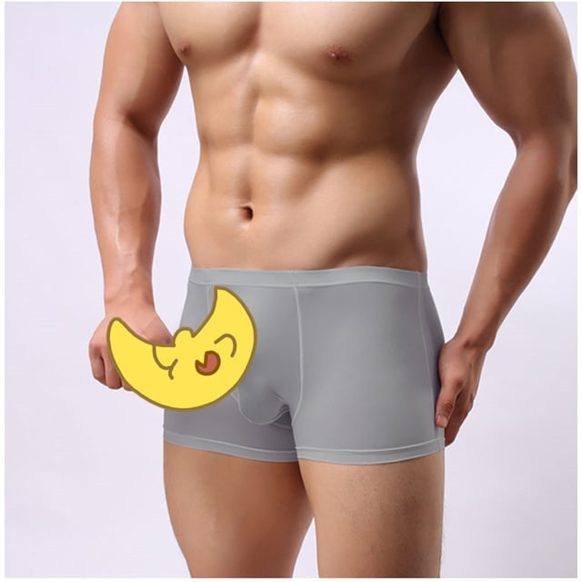 Pantalones planos para hombre, ropa interior transparente, pantalones de cuatro patas de seda de hielo transparente para hombre, ropa interior sexy con nariz de elefante