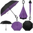 thumbnail image 2 of Windproof Double Layer Folding Inverted Umbrella, Self Stand Upside-Down Rain Protection Car Reverse Umbrellas with C-Shaped Handle S11, 2 of 8
