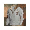 thumbnail image 2 of New Hoodless Half Zip Men's Sweatshirt – Retro Fashion Slim Fit Comfortable Versatile Casual Pullover Top,L,Light Gray, 2 of 4