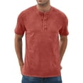 thumbnail image 3 of Iceglad Mens Distressed Henley Shirts Retro Short Sleeve Cotton Tee Shirts Casual Button Down Washed T-Shirts, 3 of 11