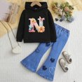 thumbnail image 2 of Gibobby Baby Kids Little Girl 2Pcs Fall Outfits 6 12 24 Months 2T 3T 4T 5T Long Sleeve Floral Print Pullover Tops + Flare Pants Set Toddler Clothes Set(4-5 Years,F), 2 of 4