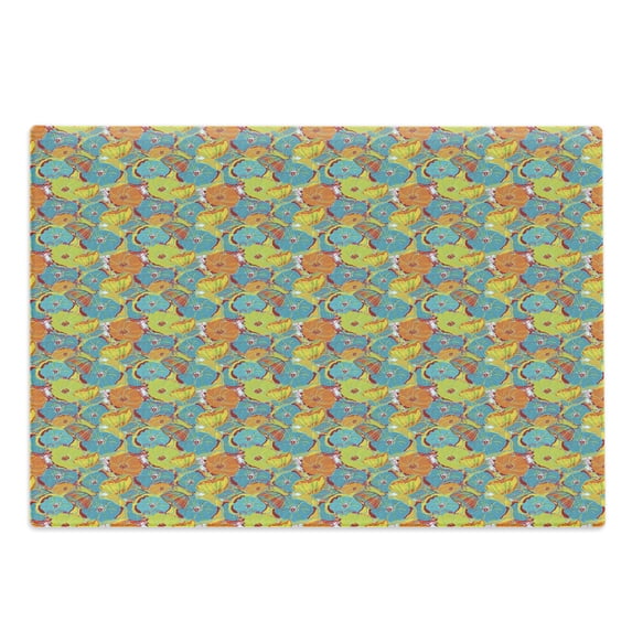 Poppy Cutting Board, Colorful Flowers Blossoming Nature Psychedelic Ornamental Pattern Flourishing Foliage, Decorative Tempered Glass Cutting and Serving Board, in 3 Sizes, by Ambesonne