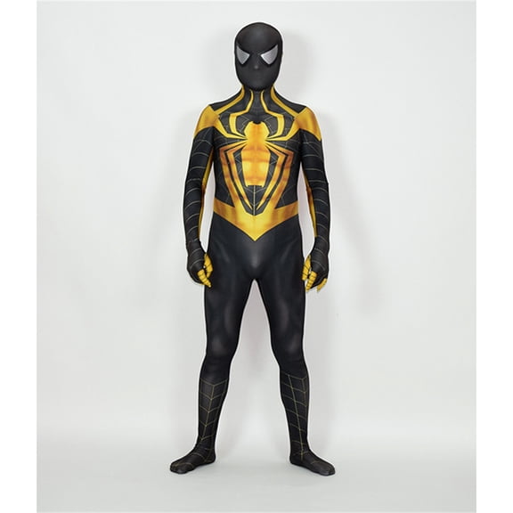 Spider Costume Hero Jumpsuit Superhero Cosplay Bodysuit Halloween Costume Dress Up Costume, Halloween Party Outfit, Christmas Halloween Gifts, Gold, L