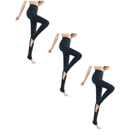 Gyexs 3 Pack Fleece-Lined Leggings for Women - Winter Thermal Running Workout Leggings Women's Tights for Cold Weather, Grey, One Size