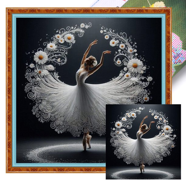 Kit Punto Cruz para Niña Bordado Con Hilo Algodón Ecológico 14CT Arte 40x40cm