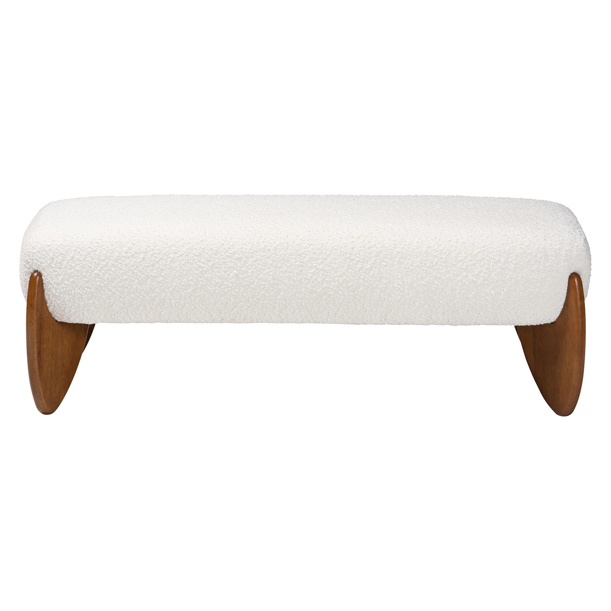 Baxton Studio Vinicio Mid-Century Bench, Cream