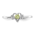 thumbnail image 5 of Solid 14K White Gold Peridot Green August Gemstone Birthstone Heart Engagement Ring Size 8.5, 5 of 6