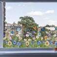 thumbnail image 5 of 118x39cm Floral Window Decals Green Grass Daisy Flowers Butterfly Window Clings Transparent Stained Window Sticker Non Adhesive Double-Sided Static Film for Summer Autumn Glass Sliding Door, 5 of 9