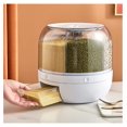 Rotating Grain Dry Food Dispenser Countertop, 6 Grids Cereal Dispenser