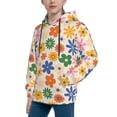 thumbnail image 2 of Kdxio Groovy Daisy Flowers Pattern Boys Athletic Unisex Boys Girls Hoodie with Pocket Sweatshirts-Medium, 2 of 6
