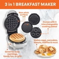 thumbnail image 2 of MasterChef Mini Desayunador 3 en 1 - Haz huevos, panqueques, donas y gofres y más en un dispositivo fácil de usar 3 platos antiadherentes extraíbles para limpieza y almacenamiento rápidos, cocina, 2 of 5