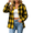 Yellow, variant on CBASIHI Womens Long Sleeve Plaid Button Down Shirts- Fall Casual Trendy Loose Fit Collared Flannel Shacket Jacket Yellow Size S-2XL