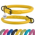 thumbnail image 1 of Collar De Perro De Cuero Enrollado, Collares Redondos Suaves, Etiqueta De Identificación Para Perros Pequeños, Medianos Y Grandes (7-10 Pulgadas, Amarillo), 1 of 1