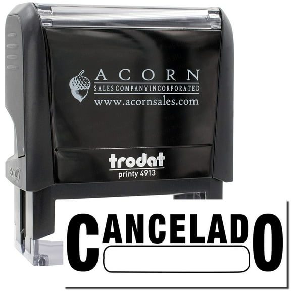 Large Self-Inking Cancelado with Box Stamp, Trodat Printy 4913, Press and Print Stamping, Impression Size 7/8" x 2-1/4", Up to 10,000 Impressions - Black Ink