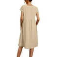 thumbnail image 4 of Up To 50% Off Dresses for Women 2024 Summer Cotton Linen Solid Gauze Dress Loose Casual Beach Vacation Flowy Midi Dress with Pockets, 4 of 8