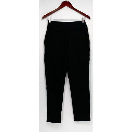 Contour Pocket - Denim & Co. Petite Pants XXSP French Terry Contour Waist + Pockets Black A277398