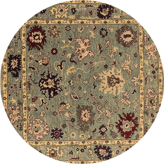 Ahgly Company Indoor Round Oriental Brown Industrial Area Rugs, 4' Round