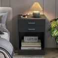 thumbnail image 5 of Set of 2 Black Nightstand with Charging Station, Wood Night Stands End Side Table for Bedroom Living Room Home Office, 5 of 10
