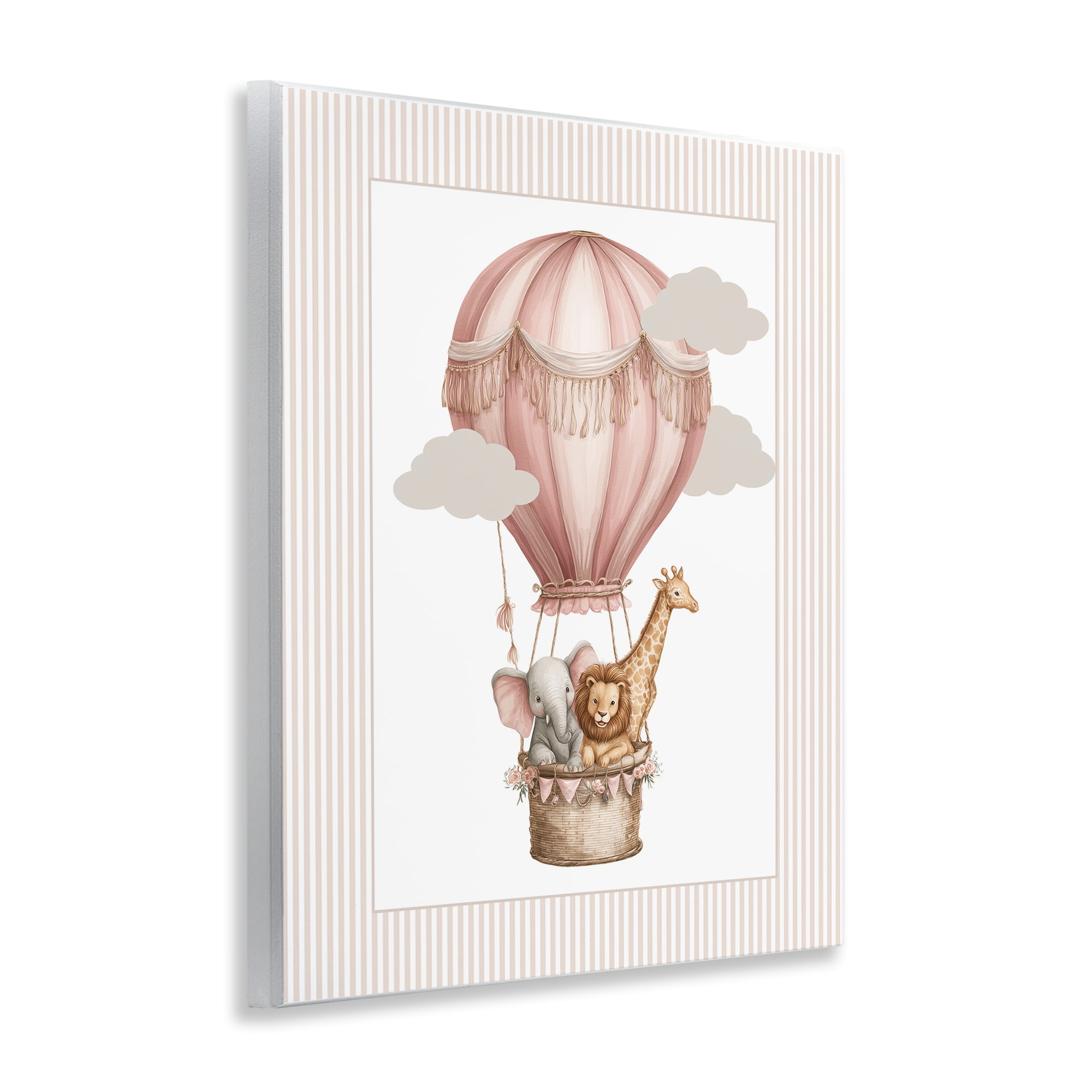 Stupell Industries Hot Air Balloon Animals Pink Wall Plaque Art, design by Christine Simpson Art