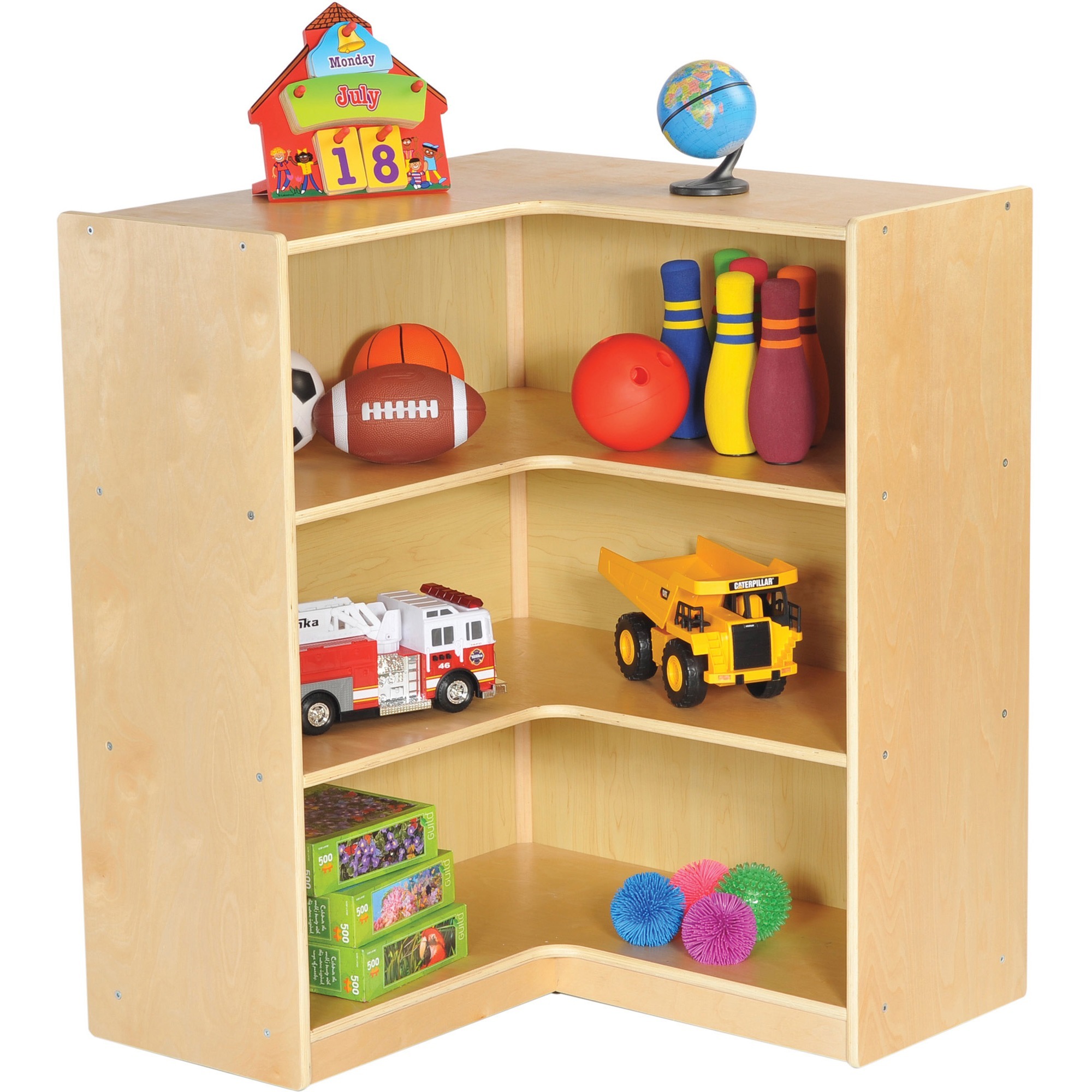 ECR4Kids Corner Storage 3Shelf 36"H Woodgrain 17208