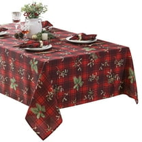 Newbridge Christmas Holiday Spruce Red Plaid 52 x 70 inch Rectangle Fabric Dining Tablecloth