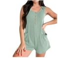 thumbnail image 2 of Liquidation & Promo, Combinaison Sans Manches à Col Rond pour Femmes, Poches à Boutons, Courte, Coupe Décontractée, Parfaite pour un Usage Quotidien, Facile à Assortir, Séchage Rapide, Matériau Respirant, Tenue Décontractée, 2 of 9