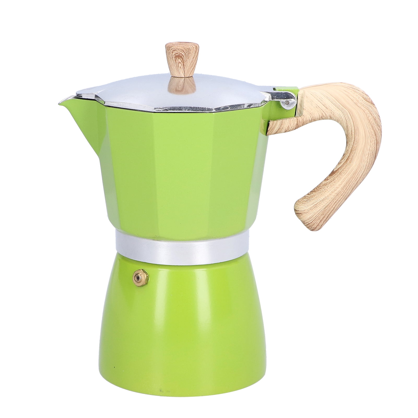 YAHHU 300ML 6-Cup Aluminum Stovetop Espresso Maker, Premium Classic Moka Pot Coffee Kettle for Gas and Camping Stoves, Authentic Italian Style Brewing, Green Color (10.14 oz / 300 ml)