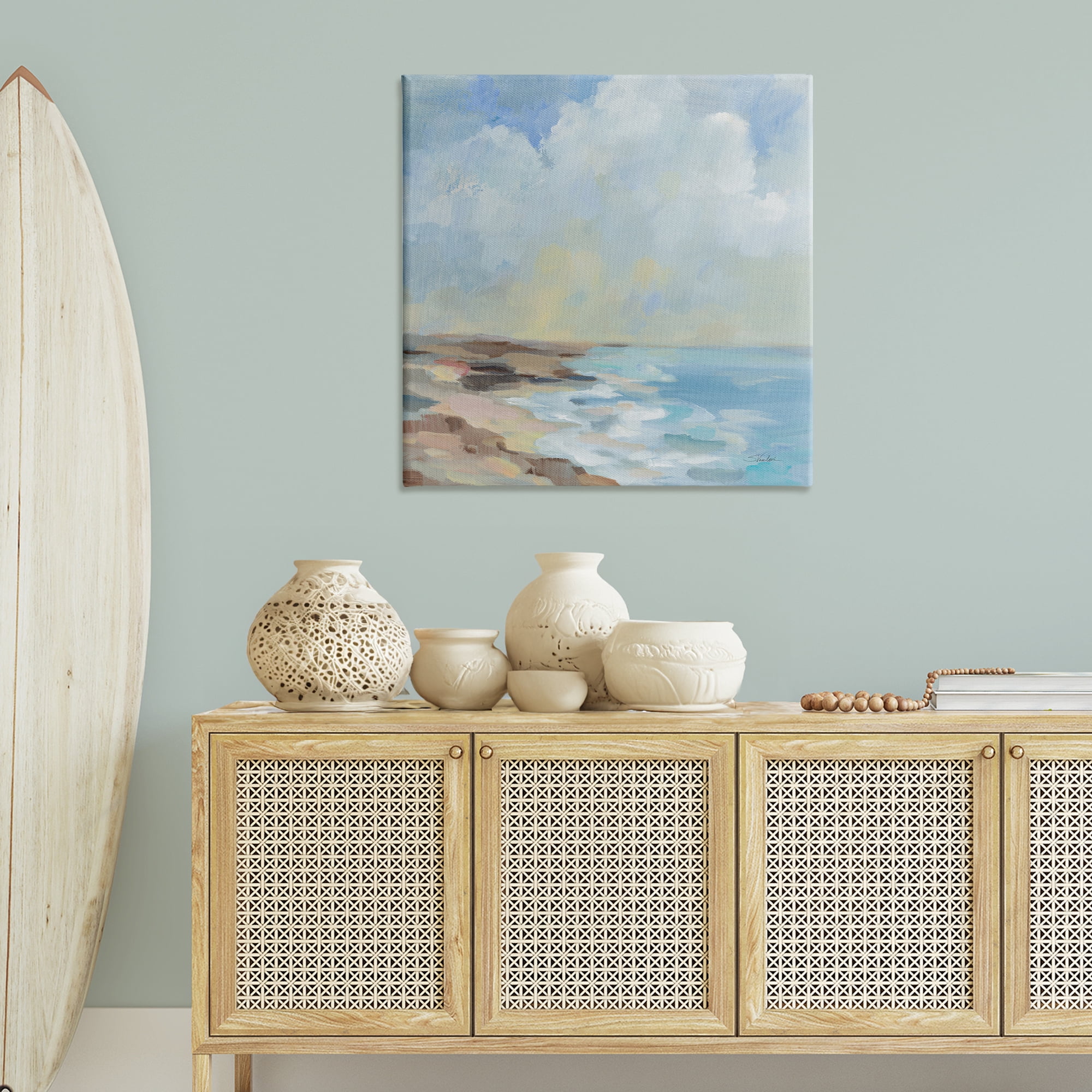 Stupell Industries By The Beach Shore Nautical & Beach Painting Wrapped Canvas Art Print Wall Art, 36 x 36