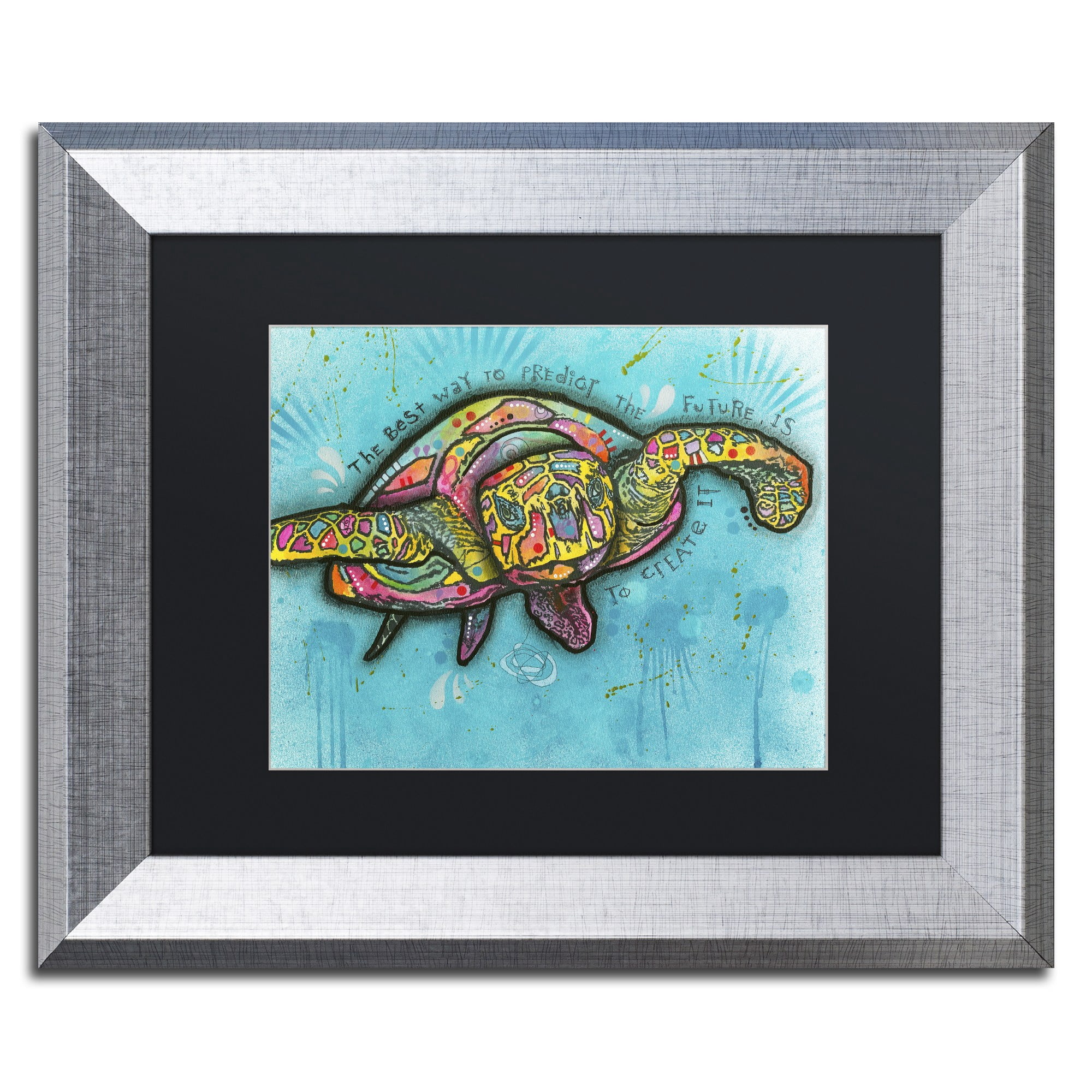 Trademark Fine Art "Turtle" Canvas Art by Dean Russo, Black Matte, Silver Frame