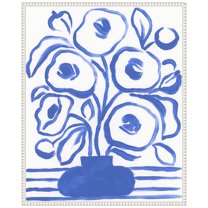 Amanti Art Blue Brush Flowers I Framed Canvas Wall Art Print