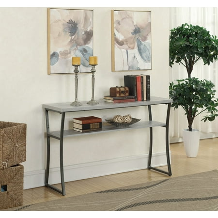 Convenience Concepts X-Calibur Console Table with Shelf Faux Birch/Slate Gray