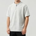 thumbnail image 5 of FRSASU Men's Quarter Zip Athletic Shirt Loose Fit Breathable Workout Top Casual Short Sleeve Performance Training Tee Gray, 5 of 5