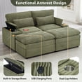 thumbnail image 4 of Harper & Bright Designs Loveseat Sofa with Two Movable Ottomans, Free-combined Sectional Convertible Sofa Bed with Storage, Chaise Indoor Lounge with USB Ports and Cup Holders, Green, 4 of 17