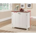 thumbnail image 3 of Kings Brand Furniture Faux Marble Kitchen Island Storage Cabinet, White/Brown, 3 of 11