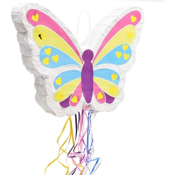Butterfly Pull String Pinata for Girl Baby Shower, Fairy Theme Birthday