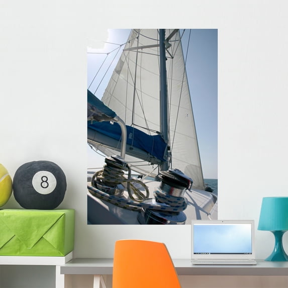 Sailboat Wall Mural Decal by Wallmonkeys Vinyl Peel and Stick Graphic (36 in H x 24 in W)