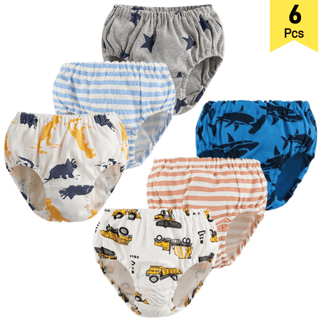 BTEPSGA 6 Packs Cotton Pants, Boys Briefs, Reusable Toddler Underwear for Boy 5T