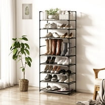 JULONGCHUN Shoe Rack 10 Tiers,Shoe Rack Storage Organizer,30 Pairs Shoe Stand Shoe Cabinet Shoe Storage Organizer,Shoe Rack for Entryway,Black