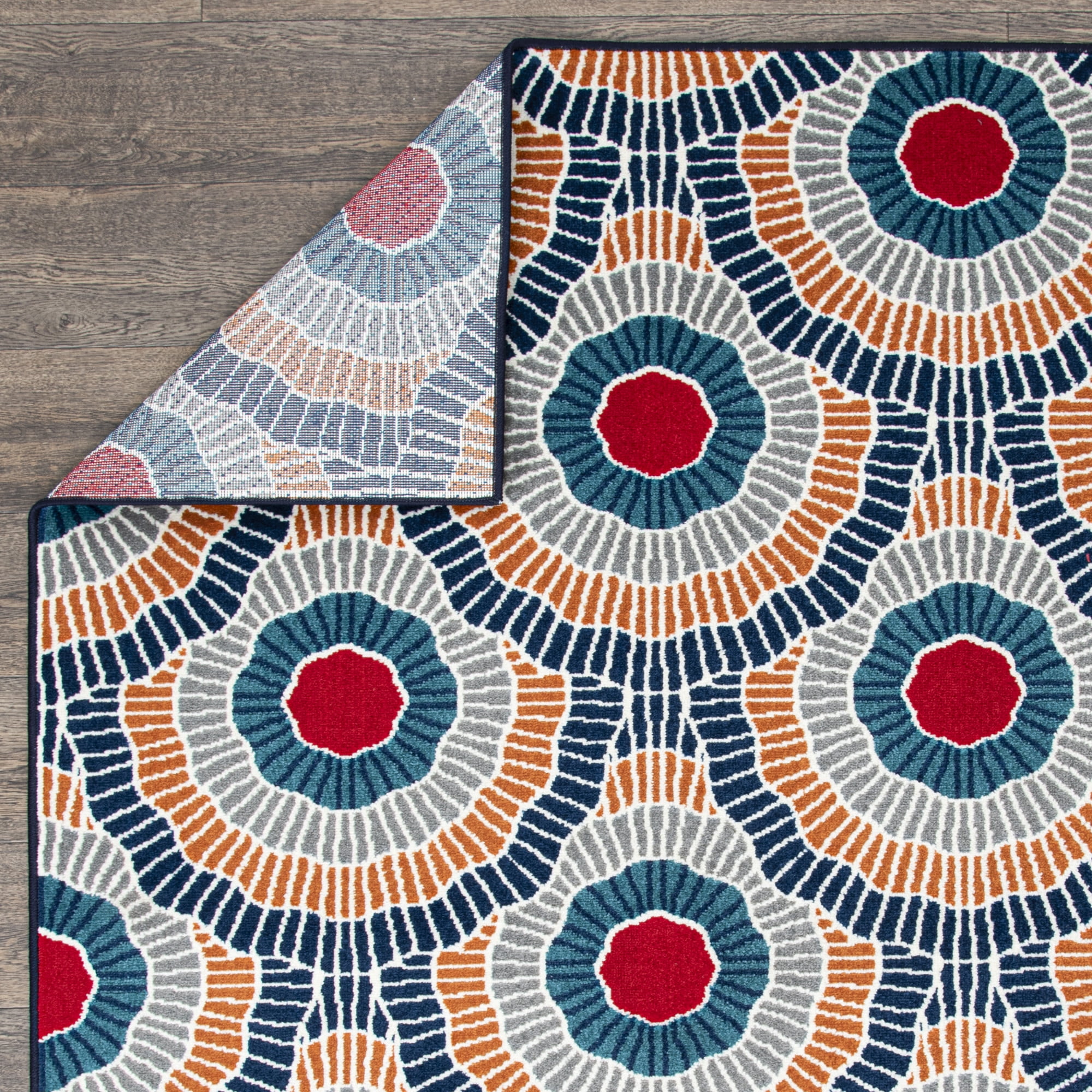 Loomaknoti Terrace Tropic Ferley 2' x 7' Abstract Indoor/Outdoor Runner Rug , Blue/Red