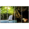DESIGN ART Designart - Tiger Watching Waterfall - 4 Panels Landscape Photography Canvas Print