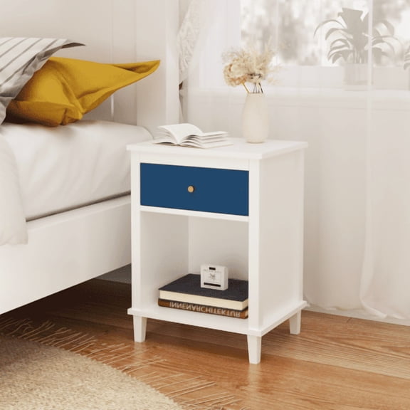 Dtwnek Wooden Nightstand with 1 Drawer and 1 Shelf