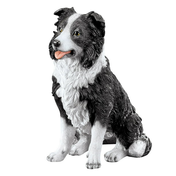 Black and White Border Collie Garden Statue - for Outdoor/Indoor Use, Decorative Accent for Any