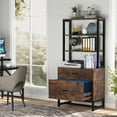 thumbnail image 6 of Tribesigns 2 Drawer File Cabinet with Lock, Letter Size Modern Filing Cabinet with Storage, Brown, 6 of 7