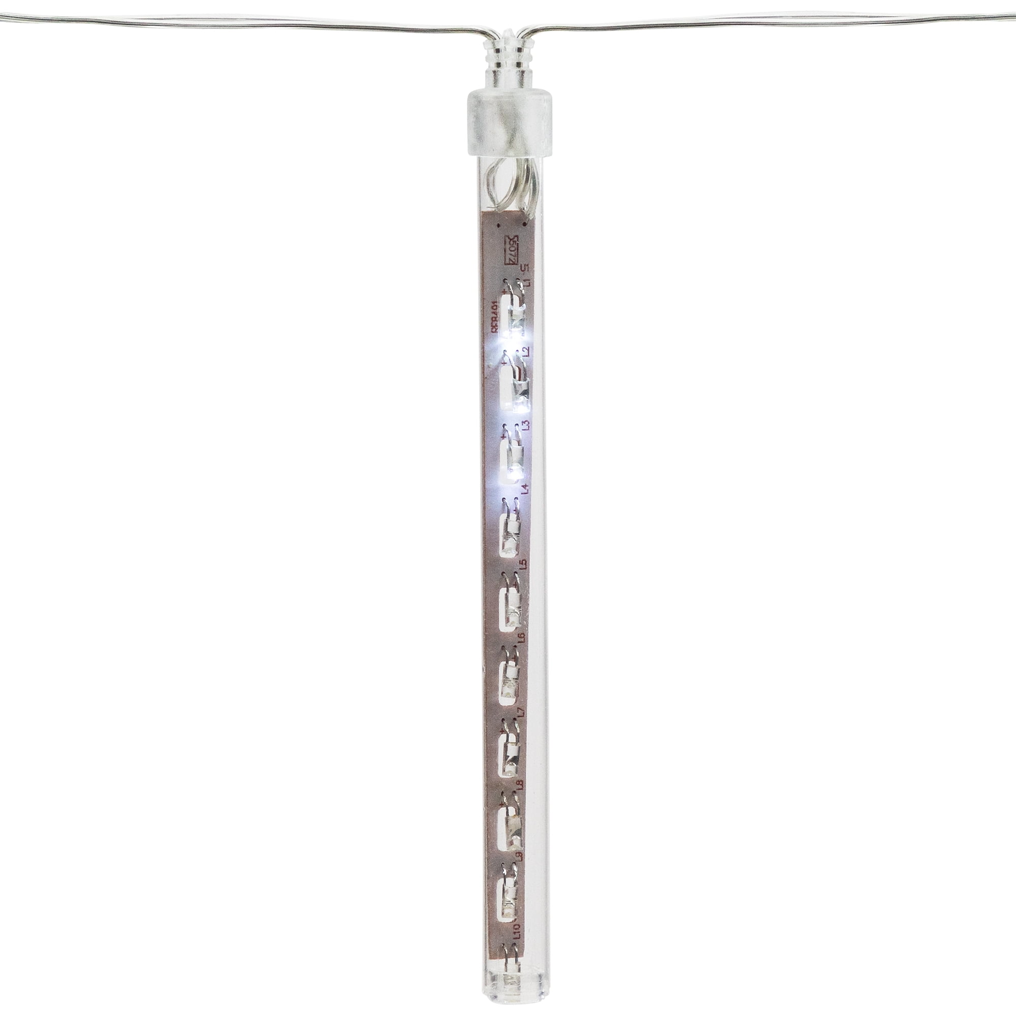 Northlight LED Dripping Icicle Christmas Tube Lights  - White - 14.25' Clear Wire - 10ct
