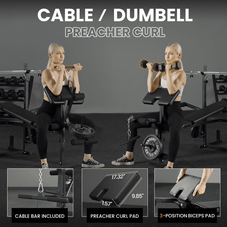 Mikolo 6-in-1 Multi-Function Weight Bench with Lat Pulldown, 800 lbs photo 4