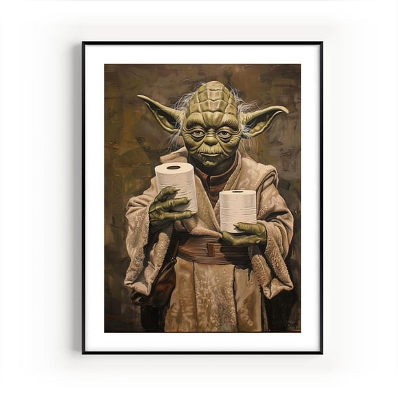 Asdg12s Yoda Star Wars Bathroom Art Print - Premium Giclee Fine Art Print - Vintage Painting Style Darth Vader Bathroom Art Wall Décor, Bath Decoration, Ready to Frame
