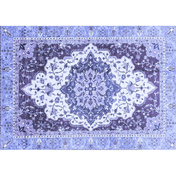 Ahgly Company Machine Washable Indoor Rectangle Abstract Blue Modern Area Rugs, 7' x 10'